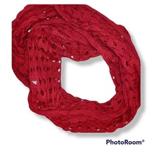 3/$15 Sale- Hollow Knit Red Infinity Scarf LIKE NEW